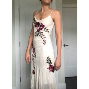 Embroidered Sue Wong Spaghetti-Strap Dress